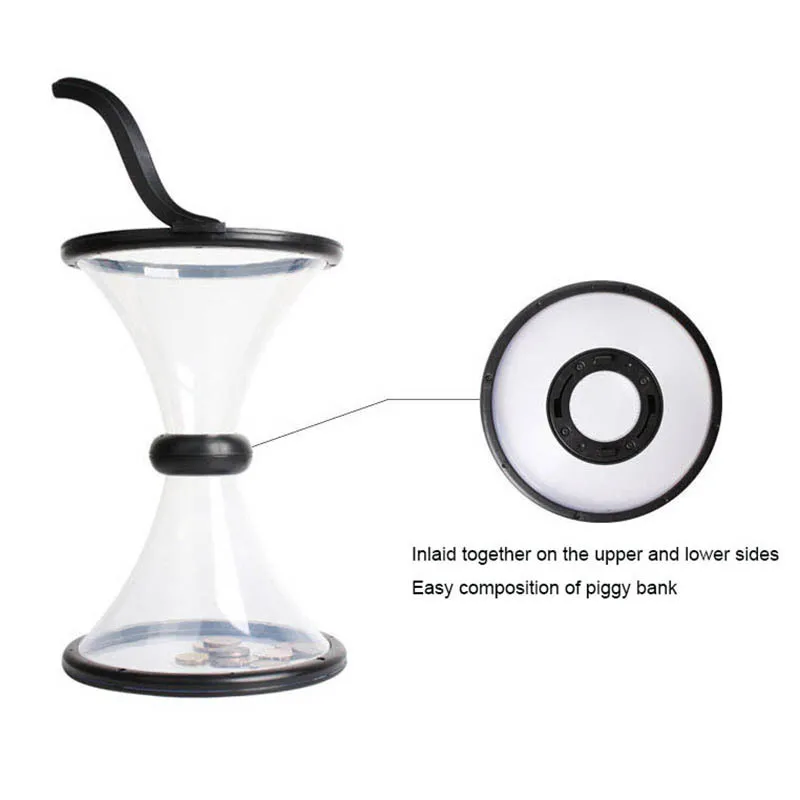 New Gravity Rotating Cyclone Piggy Bank Decompression Vortex Funnel Transparent Hard Moneybox Safe Coin Save Box Year Gift | Дом и сад