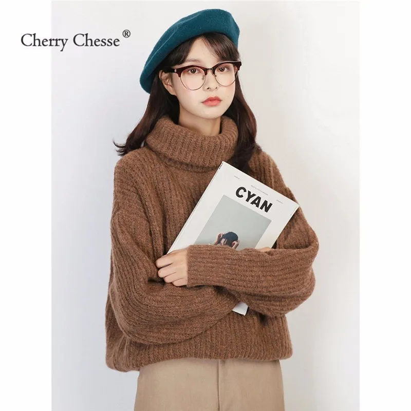 Cherry Chesse опрятный Для женщин свитер водолазка с длинным рукавом Пуловеры женские