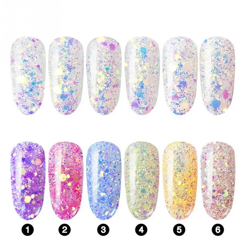 6 Colors 1 Box Nail Art Decoration Sexangle Glitter Irregular Sequins Manicure | Красота и здоровье