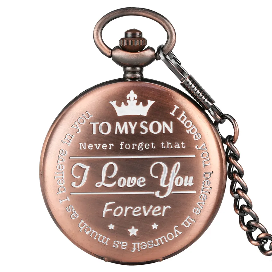 Винтажные часы с розовым золотом и надписью I Love You Forever для моего сына кварцевые