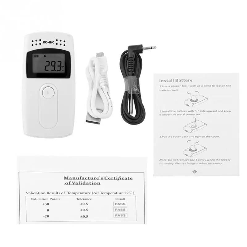 1 Набор регистратор данных температуры и влажности RC 4HC Resueable Mini Recorder USB с внешним