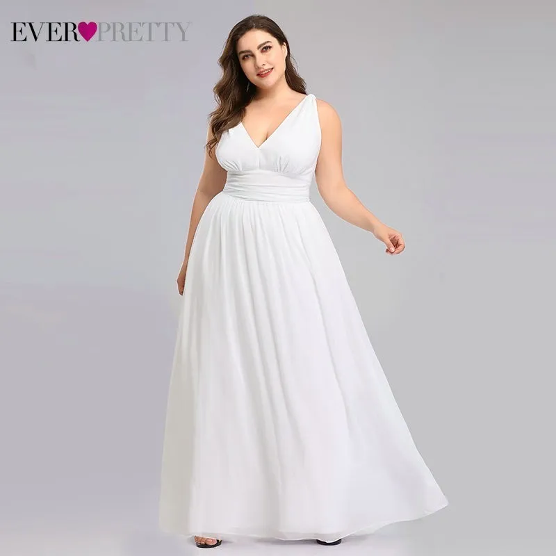 Свадебные платья размера плюс Ever Pretty элегантные шифоновые трапециевидные