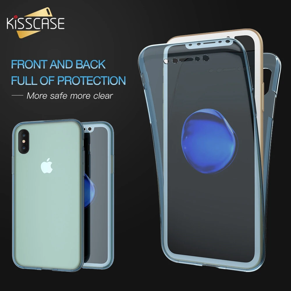 KISSCASE 360 градусов покрытие Чехлы для iPhone X ультра тонкий мягкий силиконовый чехол 7