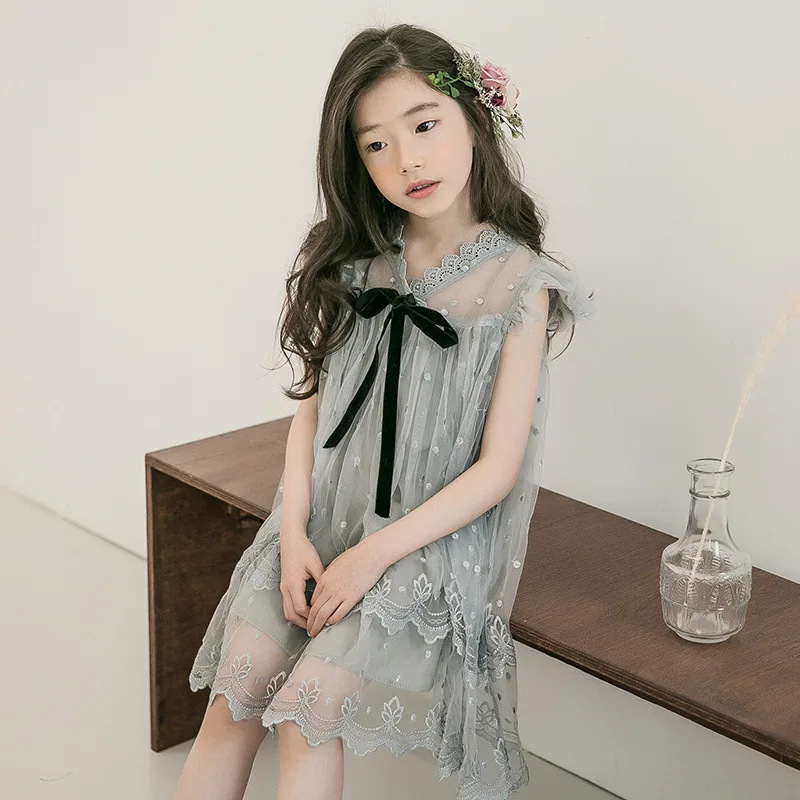 

HANQIYAHULI Brand 2021 New Girl Summer Dress Fashion Kids Floral Dress Baby Girls Dress Korean Children Princess Dress Gauze Bow