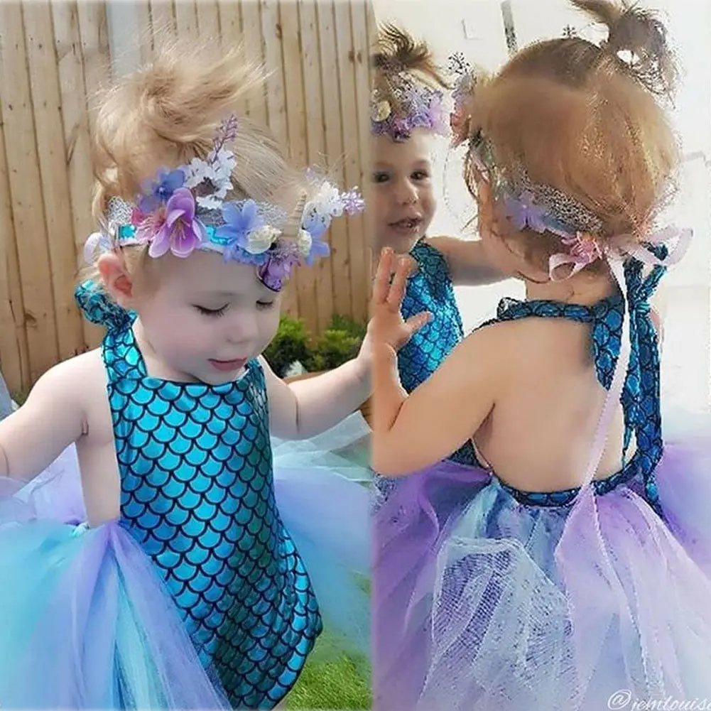 2019 Необычные одежда для малышей девушки платье годе с лямкой на шее фатиновой