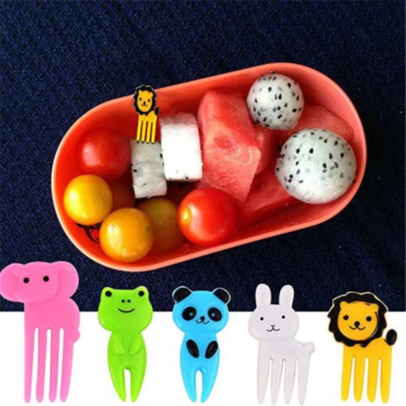 10 шт. Bento милые животные еда закуска торт фрукты выбирает вилки Ланч-бокс