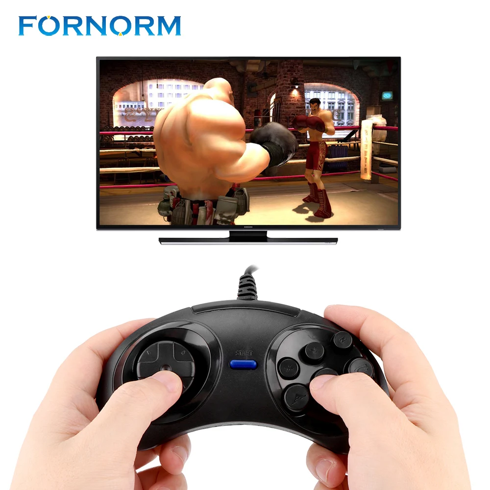 FORNORM USB проводной классический геймпад 6 кнопок игровой Мега Драйв