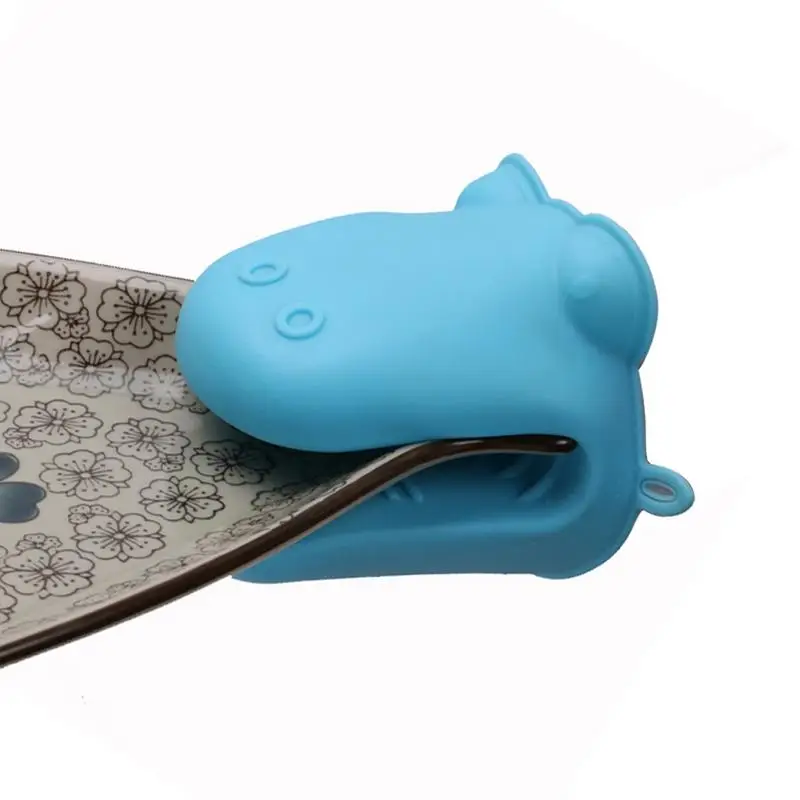 Cartoon Anti-Scalding Insulation Hippo Shaped Silicone Clip Baking High Temperature Glove | Дом и сад