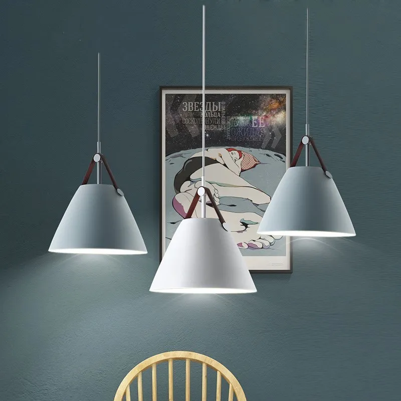 

Nordic minimalist chandelier personality modern restaurant bar cafe restaurant single head aluminum Macaron lamp