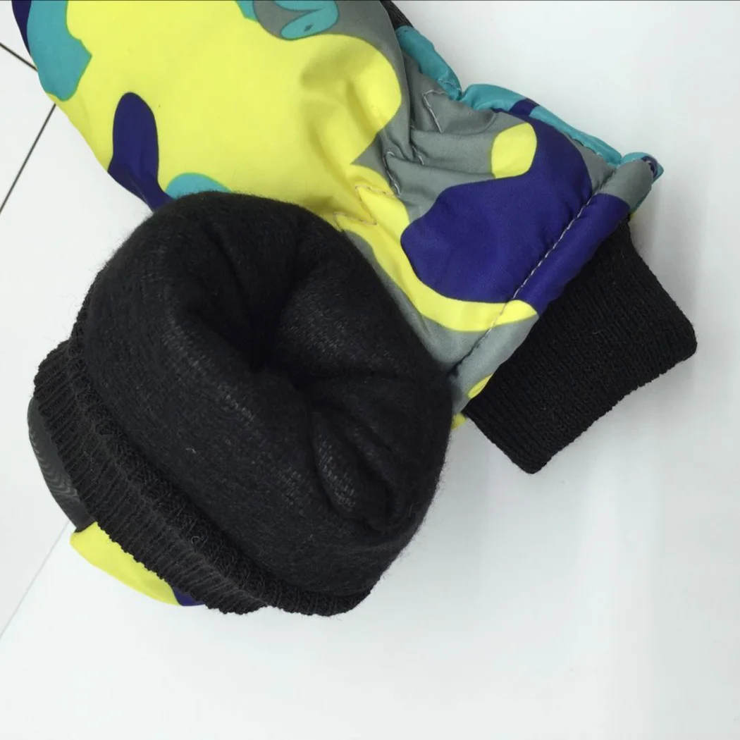 Kids Winter Camouflage Printed Ski Gloves Girls Boys Thicken Cotton Warm Mittens Child Outdoor Snow Waterproof Guantes | Аксессуары для