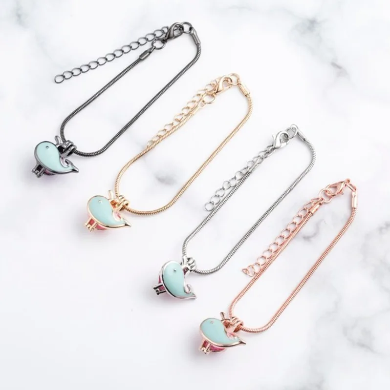 Новый шикарный женский милый Голубой дельфин кулон браслет Серебряная Золотая