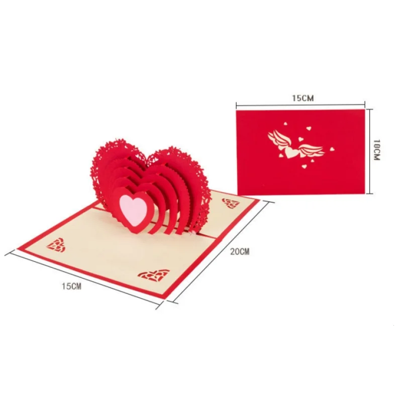 3D Romantic Valentines' Day Greeting Card Three-dimensional Love Heart Birthday Gift Cards Wedding Party Paper S3 |