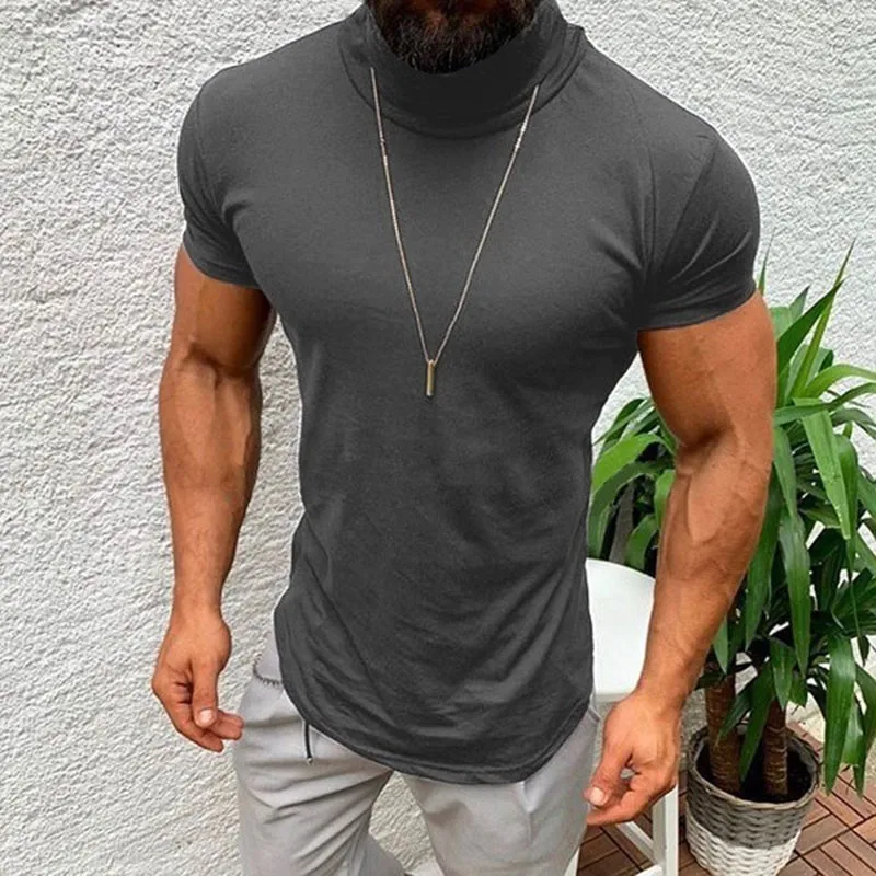 Moomphya 2019 New Heap collar Slim Fit short sleeve men t shirt Streetwear hip hop t-shirt for Summer tee tshirt | Мужская одежда