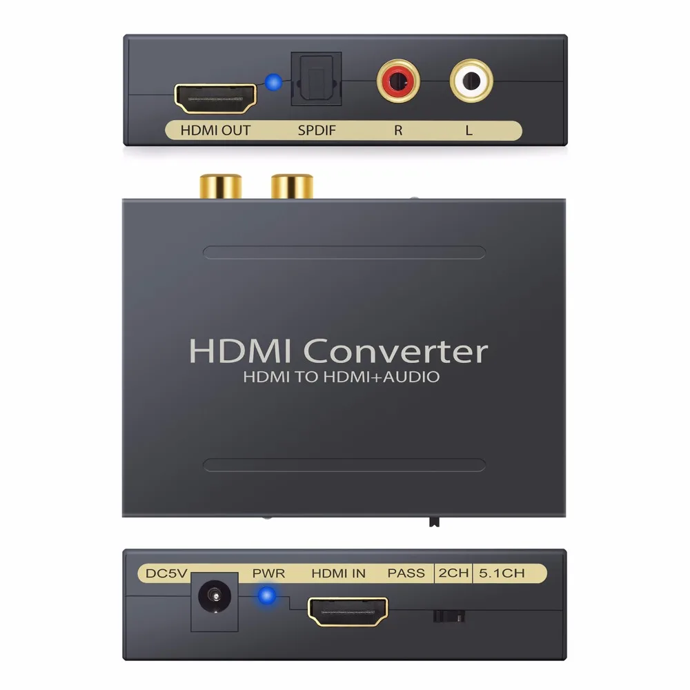 ESYNiC HDMI конвертер в оптический TOSLINK SPDIF и аналоговый RCA L/R стерео аудио экстрактор 3D