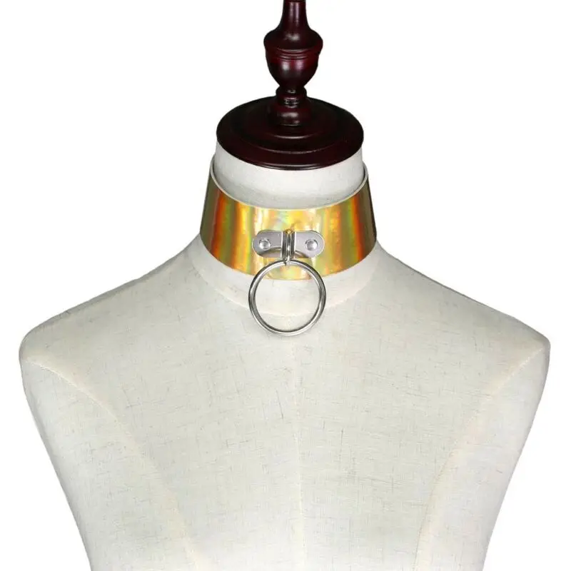 Ожерелье-чокер с голографическим рисунком большой круглый Радужный Готический