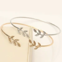 2019 new fashion women charm bracelet jewelry opening adjustable leaf gold color silver color bracelet for women gift