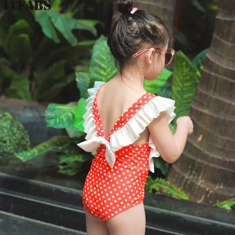 Emmababy для маленьких девочек Купальник боди Одежда оборками в горошек бикини