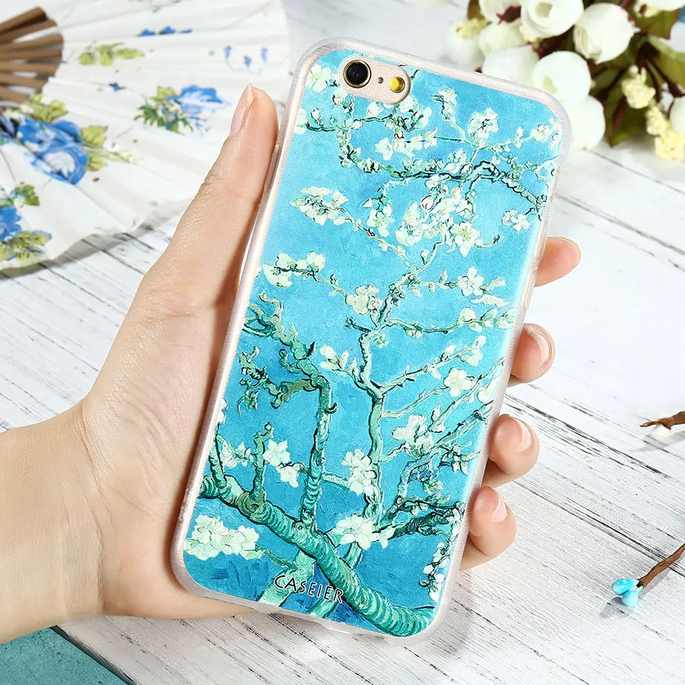 Чехол CASEIER для iPhone 6 6s 7 Plus с объемным рельефом и цветочным рисунком Samsung S7 S6 Edge