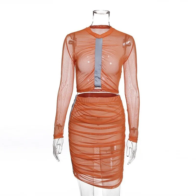 Сексуальная клубная одежда сетчатые комплекты из 2 предметов летние женские