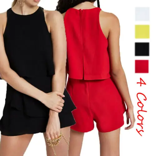 Летние женские повседневные Комбинезоны праздничные летние однотонные