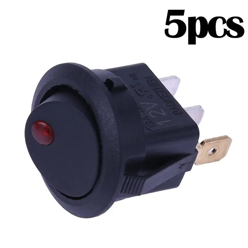 

5/10pcs LED Dot Light 12V 12A Car Boat Round Rocker ON/OFF Toggle SPST Switch Auto Boats Motorcycles Switch red Accessories
