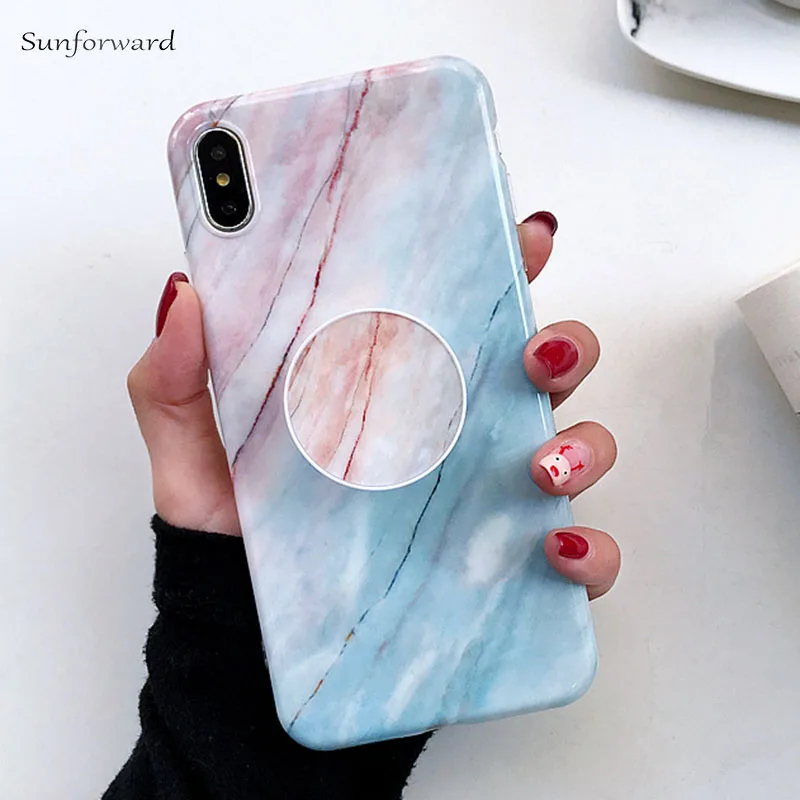 Роскошный чехол для телефона с мраморной подставкой iPhone 8 7 6S 6 Plus Силиконовые