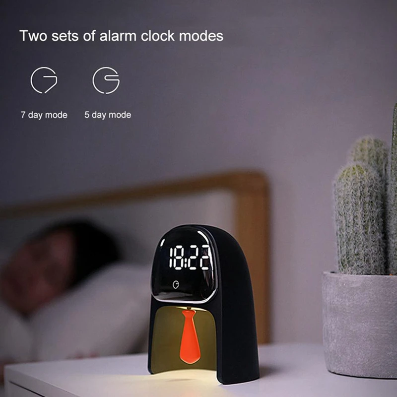 Creative Design Gentleman Alarm Clock Digital Snooze Table Voice Induction Function Press -Control Home Decoration Cloc | Дом и сад