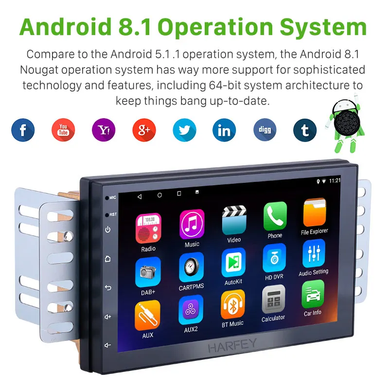 Harfey Универсальный 2din 7 &quotголовное устройство Android 6 0 GPS радио для Honda Civic CRV TOYOTA RAV4