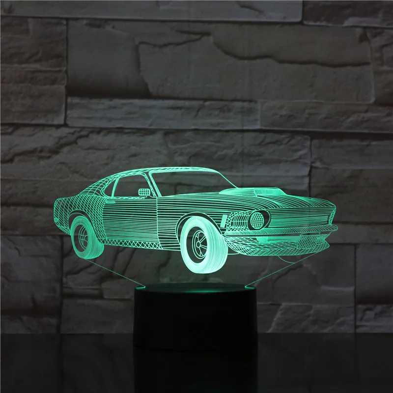 Новинка крутой современный автомобиль 3D светодиодный светильник ночник 7 цветов