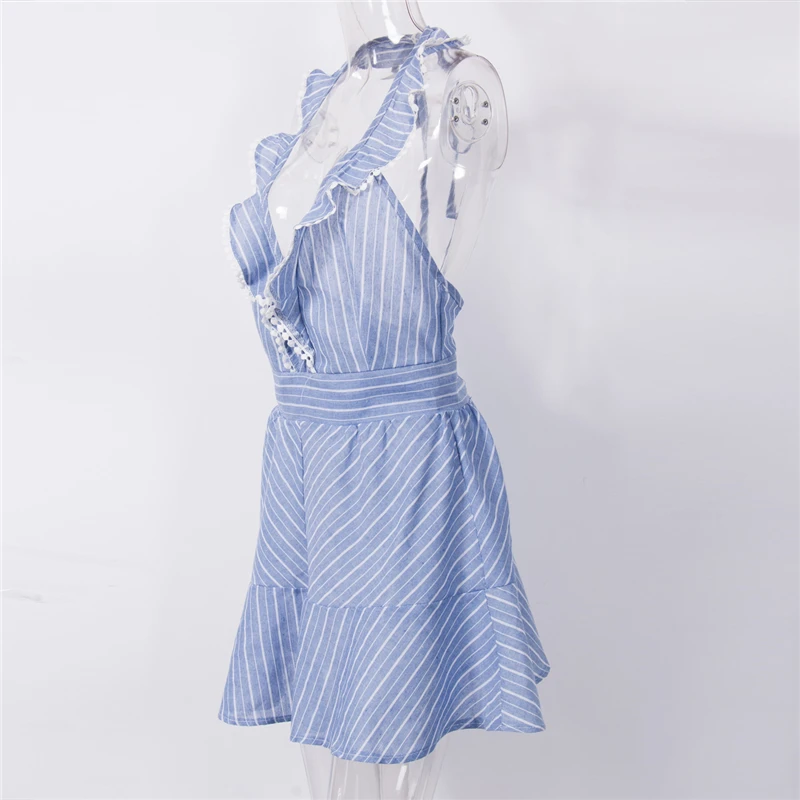 Boho женское летнее Мини-Платье с бретельками и v-образным вырезом праздничное