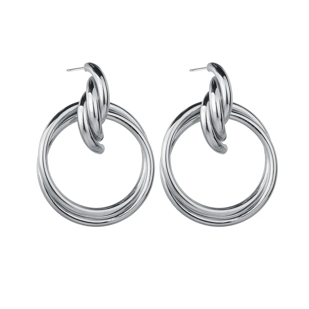 female Ornaments Personality Business Affairs Concise Geometry Earring Joker Hollow Out Alloy Ring Temperament Earrings | Украшения и