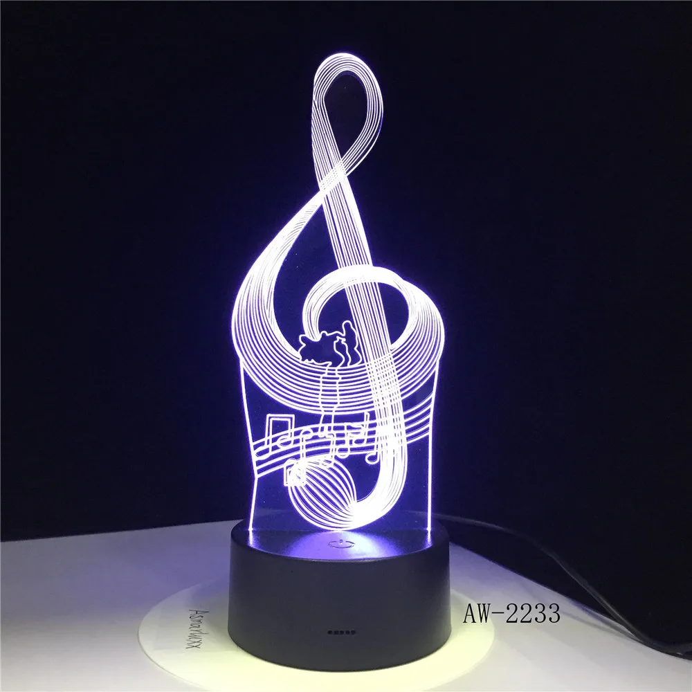 Music Cool Note Bass 3D светодиодный светильник ночник для музыкантов украшение домашнего