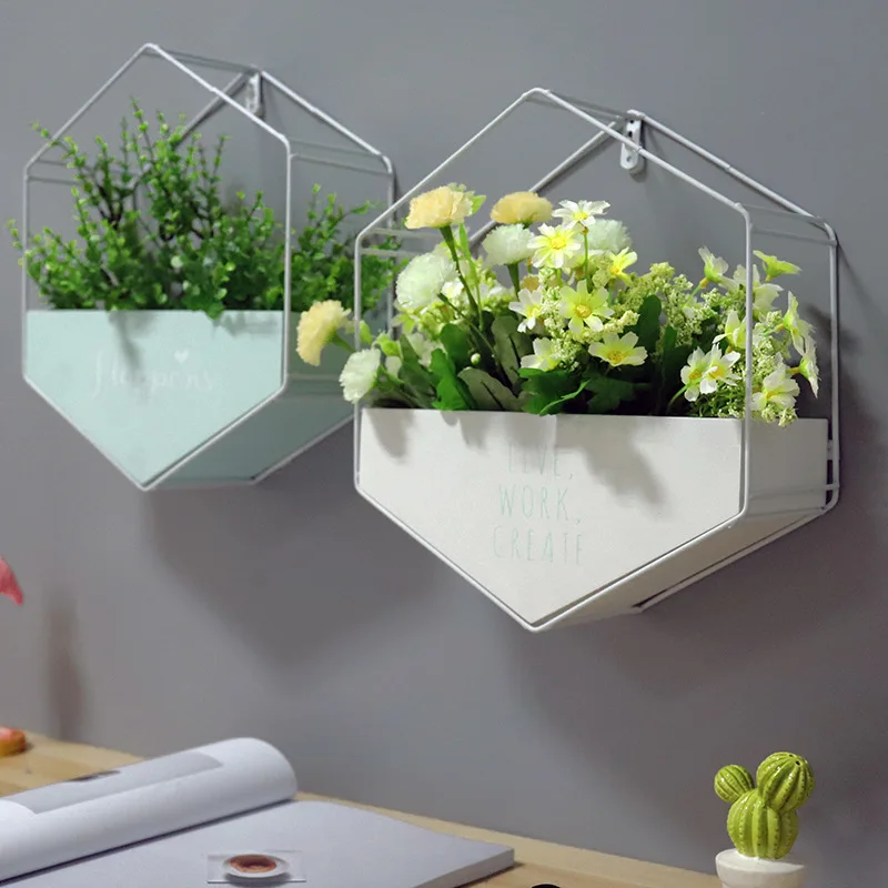 Деревянная железная настенная полка настенный стеллаж для хранения цветочных