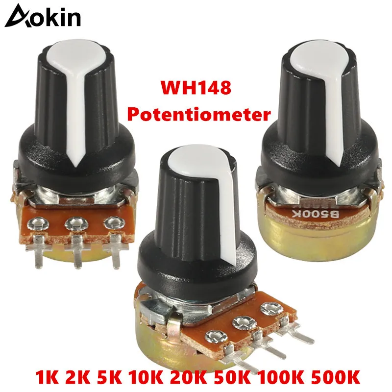 WH148 B1K B2K B5K B10K B20K B50K B100K B500K 3 контактный 15 миллиметровый усилитель вала двойной