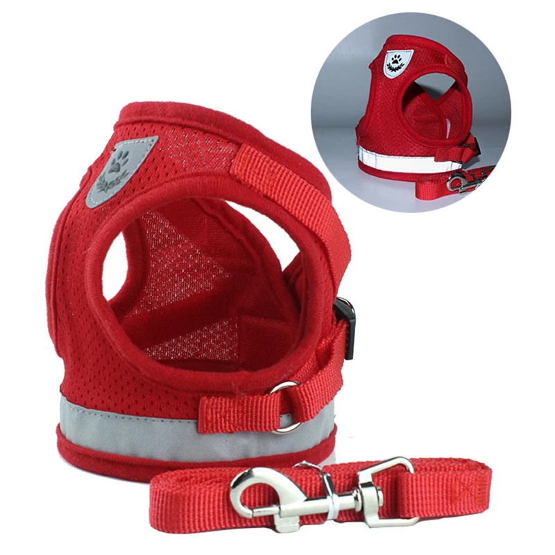 Sale 1PC Dog Harnes Small Medium Dogs Popular Lead Leash Mesh Pug Nylon Vest Pets Supplies | Collars Harnesses &amp Leads