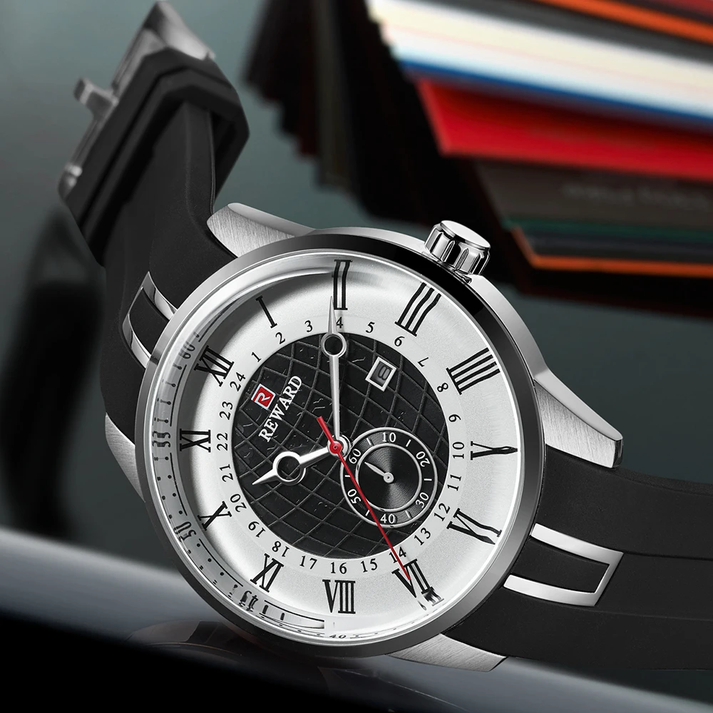 REWARD Luxury Brand Fashion Men's Watch Quartz Wrist Men Waterproof Military Clock Male Silicone Strap Relogio Masculino | Наручные