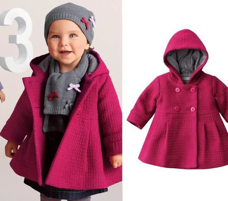 

Cotton New Baby Toddler Girl Clothing Autumn Winter Horn Button Hooded Coat Outerwear Jacket Girls 6M-3T