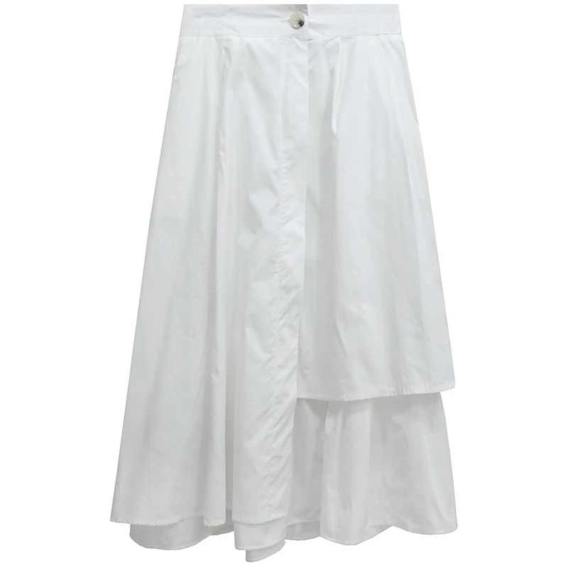 Элегантная Асимметричная однотонная женская юбка на одной пуговице с высокой