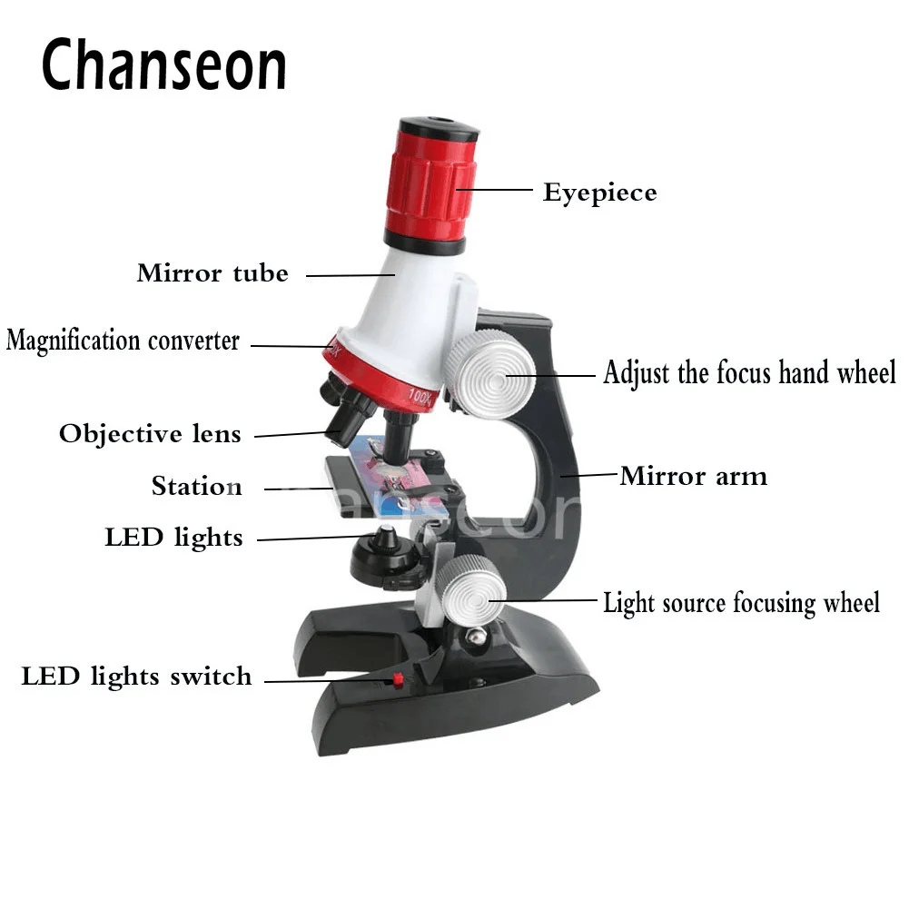 Microscope Kit Lab Led 100X-400X-1200X Home School Science Educational Toy Gift Refined Biological For Kids Child | Инструменты