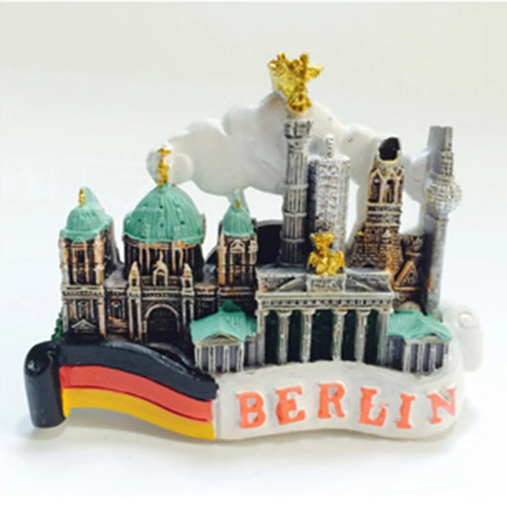 Горячая 3D Берлина Германии памятные памятники ручной работы смолы магнит на