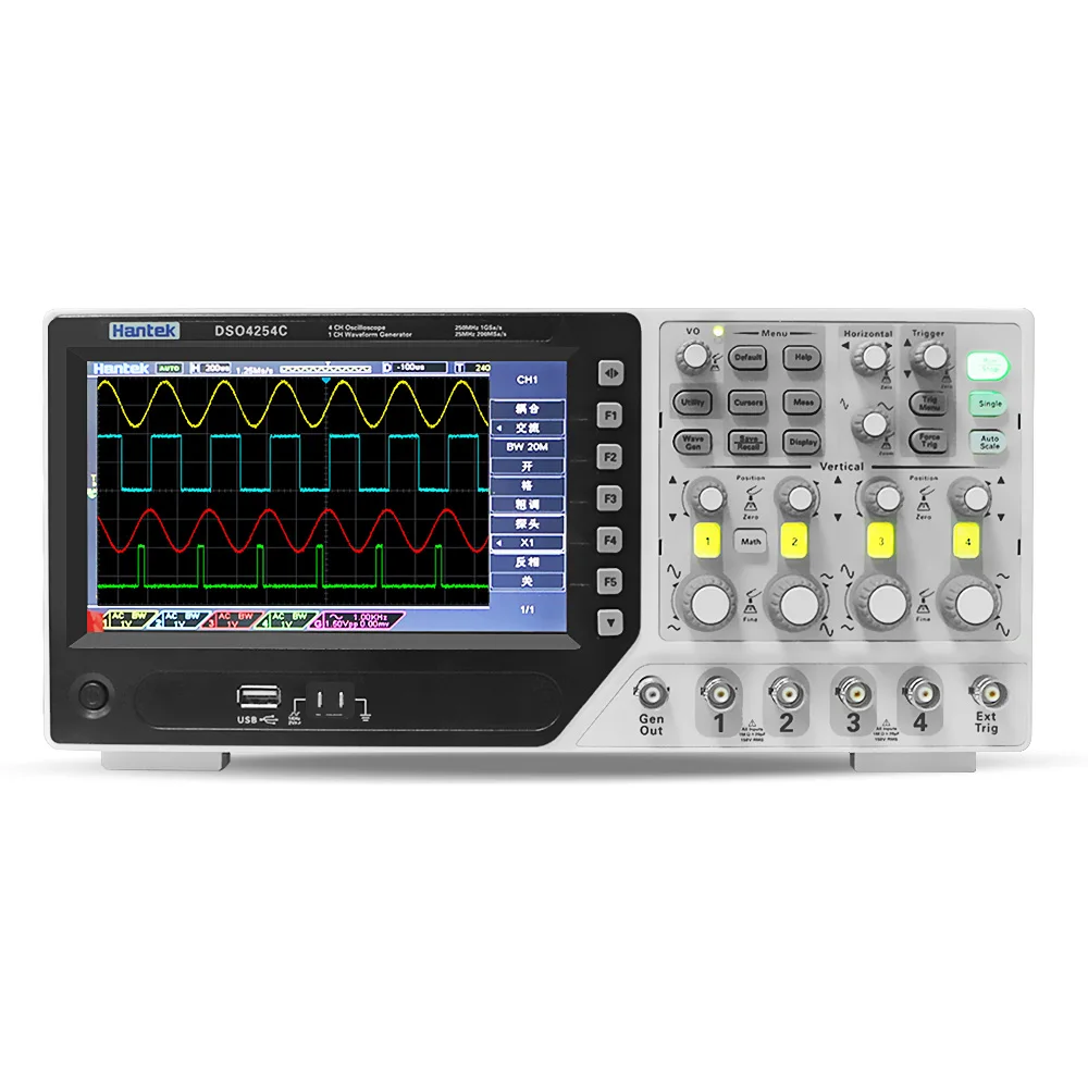 Hantek DSO4254C цифровой осциллограф 4CH 250 МГц 1Gs/s Настольный Osciloscopio 25 функция/генератор