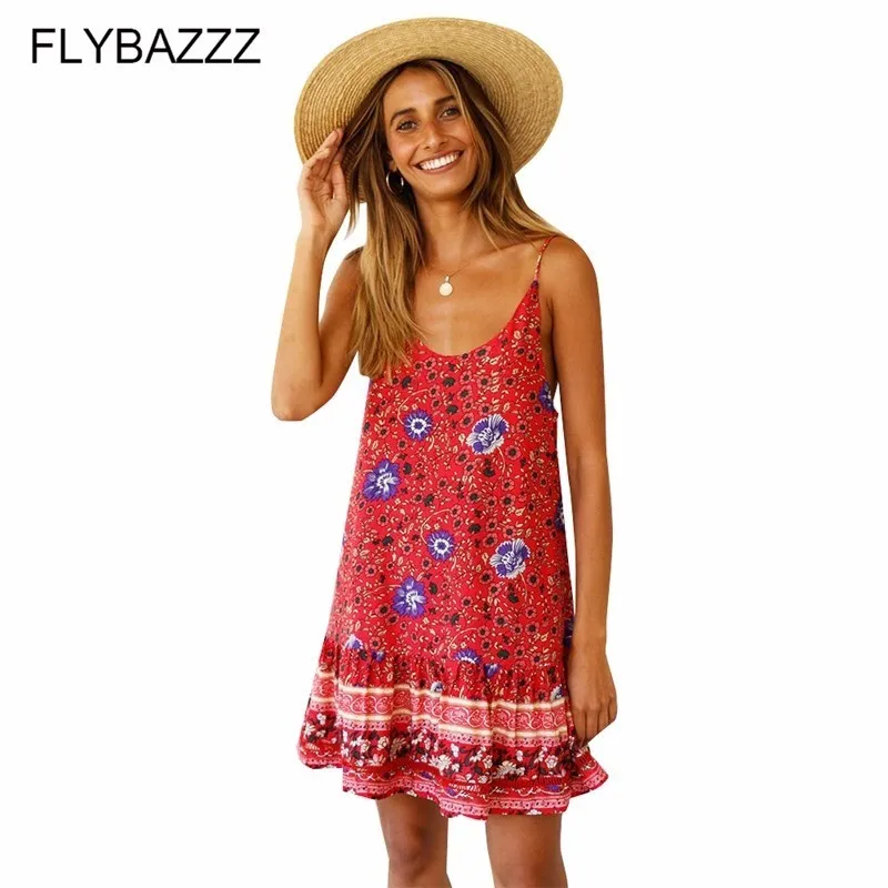 Summer Ruffle Floral Print Beach Dress Women Clothes 2019 Sexy Backless Spaghetti Strap Short Dresses Elegant Beach Cover Ups sexy beach summer dresses women 2019 solid chiffon a line short holiday dress backless bowknot ladies beach cover up plus size