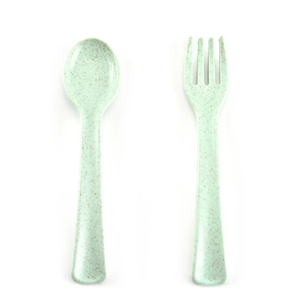 5 шт. безопасная Пшеничная солома с двойными ушами чаша набор ложка и вилка для