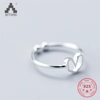 korea new style 925 sterling silver simple fashion chic heart open ring jewelry for women