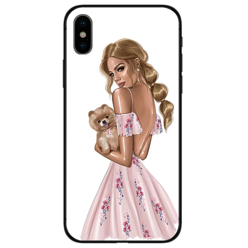 Для iPhone X XS XR Max для 5 5S 5C SE 6 S plus 7 8 плюс модные усердно работаем девочек Черная