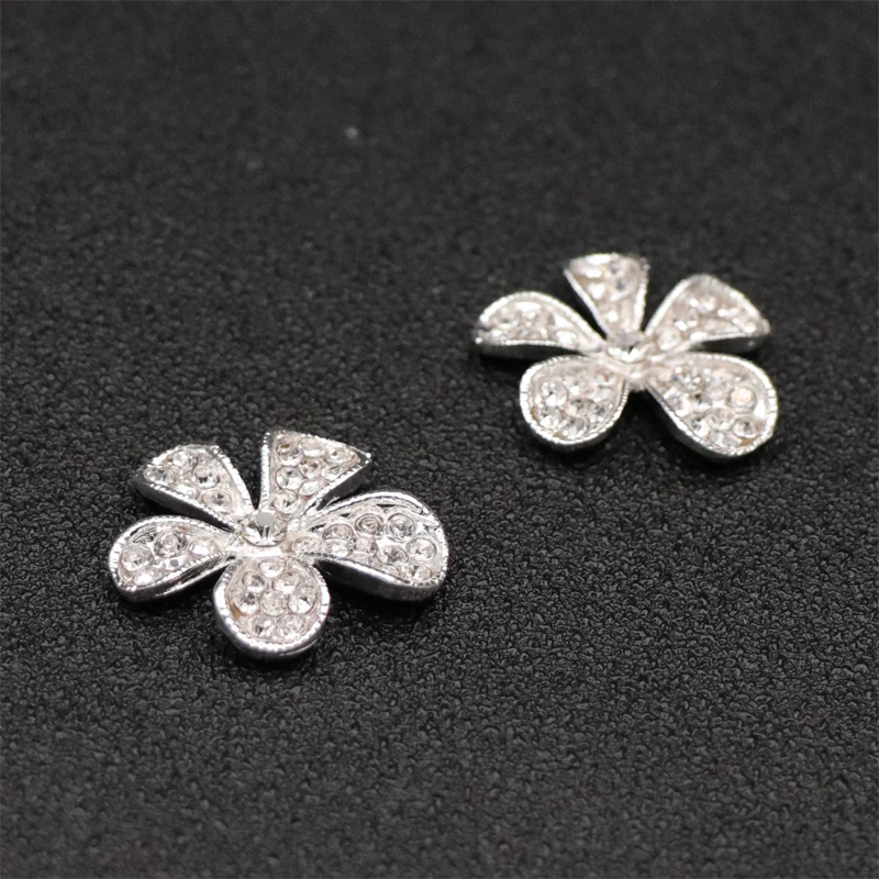 

10pcs Faux Pearl Flower Buttons Embellishments for Craft Shank Clear Rhinestone Buttons Sewing Craft Silver Golden Button