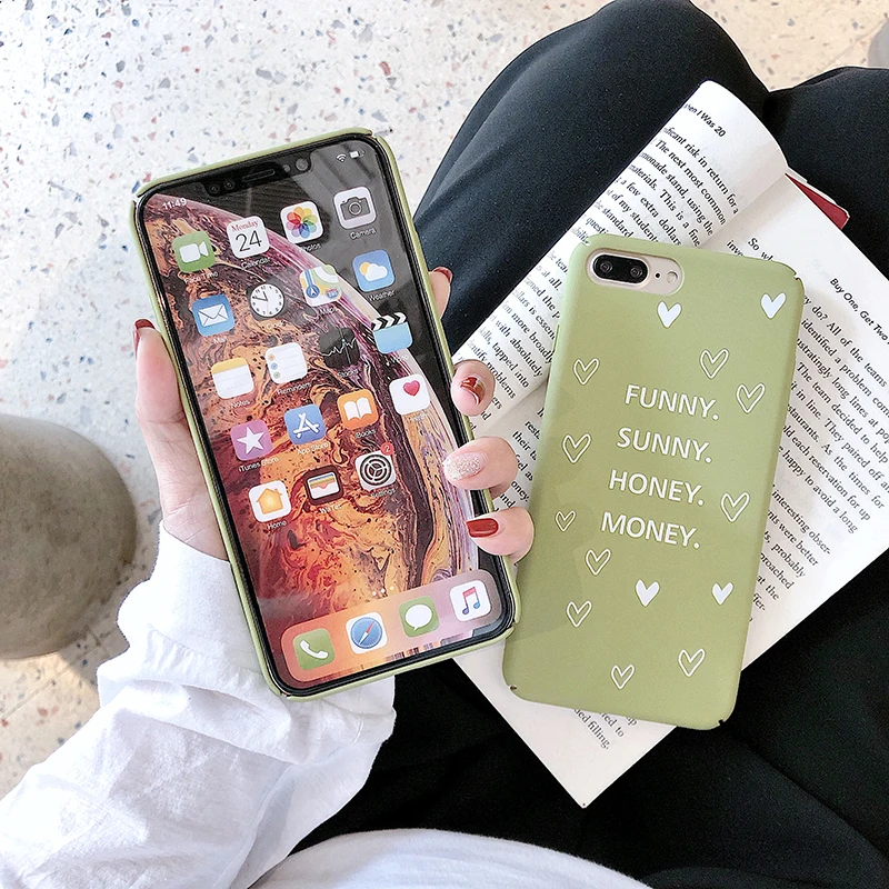 KJOEW Жесткий Чехол для ПК с буквенным принтом iPhone 7 8 Plus XS Max XR X 6 6s чехлы мультяшным