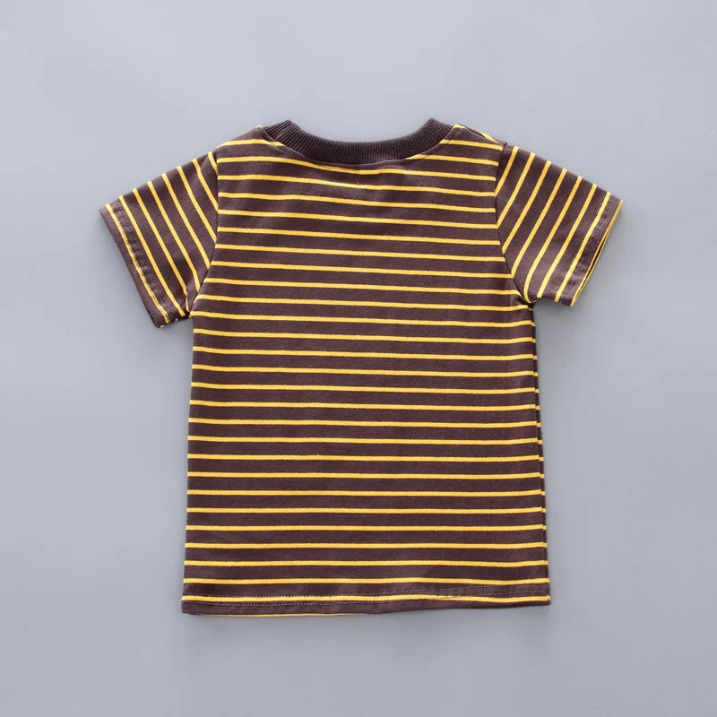 Children Boys Girls Cotton Clothing Fashion Baby Striped T-shirt Overalls 2Pcs/Set Kids Cartoon Clothes Summer Toddler Tracksuit | Детская