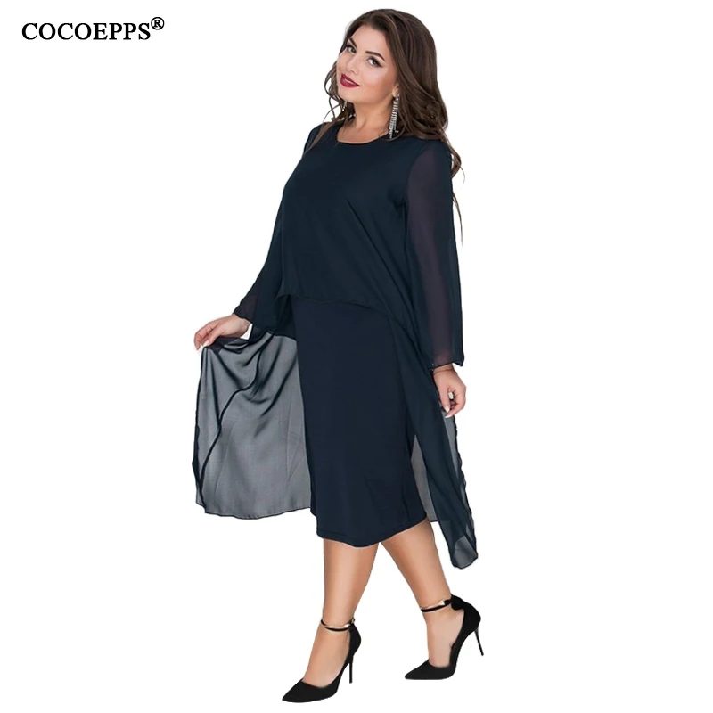 Женское шифоновое платье большого размера Повседневное миди 5XL 6XL Vestidos лето 2019 |