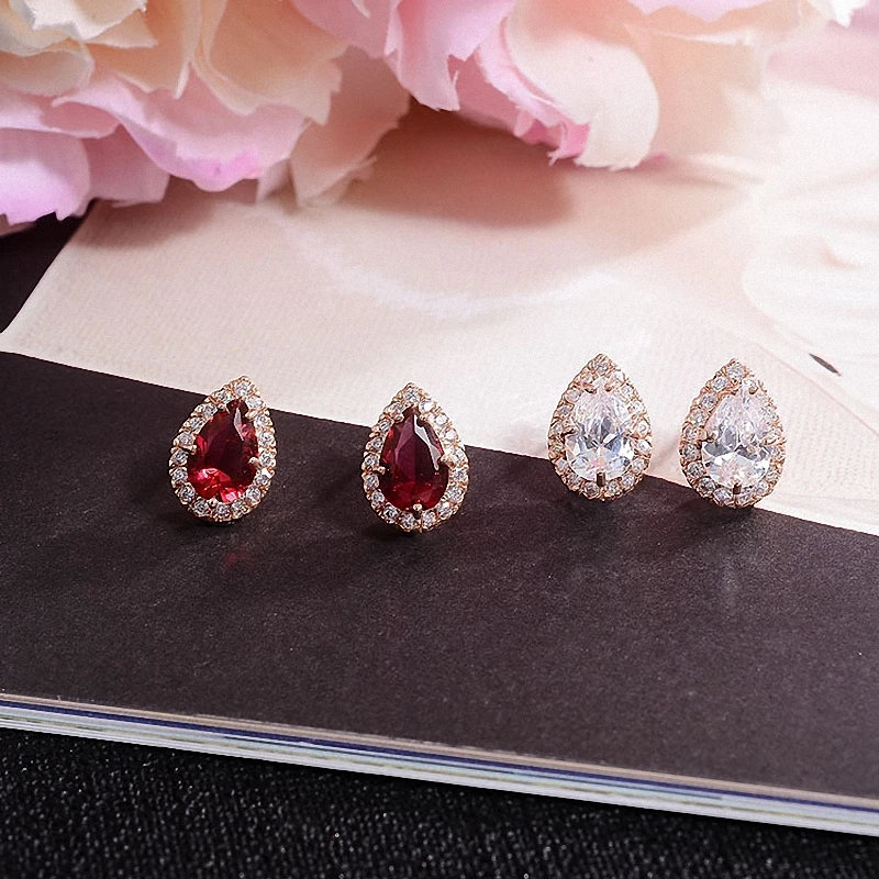 Waterdrop Zircon Stud Earrings AAA Pear Cut Cubic Zirconia Piercing Earring Jewelry Women Office Daily Ear Pins Bijoux Evening | Украшения